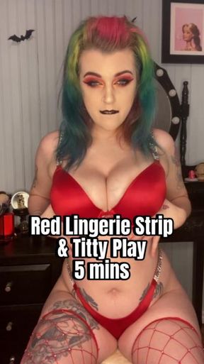 Red Lingerie Strip & Titty Play