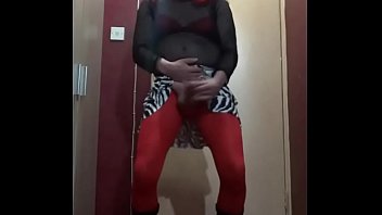 crossdressing sissy masturbates then shoots his load