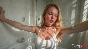 this blonde gave the plumber a blowjob because she didn t have the money for the repairs [ai]