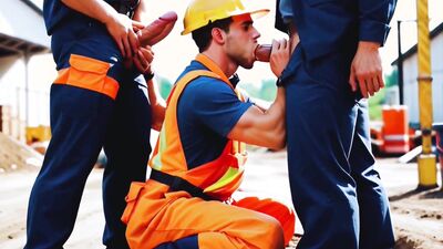 Anal and Blowjob with Construction Workers. Full Motion Video