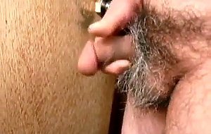 Japanese mature man masturbation erect penis semen