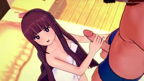 Purple-Haired Fern Seduces With Tight Towel for Steamy 3D Hentai Action