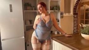 Gorgeous Stocking Clad Housewife Teases You In The Kitchen - Sexy Strip Fantasy