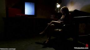 ”Sexy blonde Transgender on vacation ass pumping”