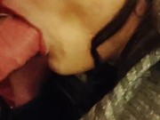 cute sissy cd femboy, blindfolded, handcuffed, sucking dick and getting fucked by older guy