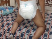 Man soils his diaper and masturbates