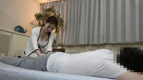 Japanese MILF masseuse hits you with her perky boobs during secret erotic massage