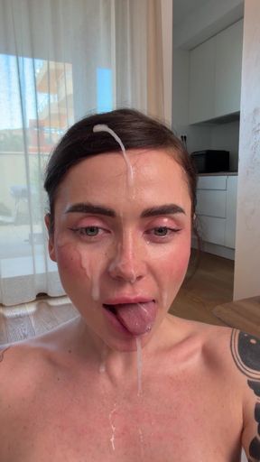 Slim girl plays with her new stress balls in a solo session