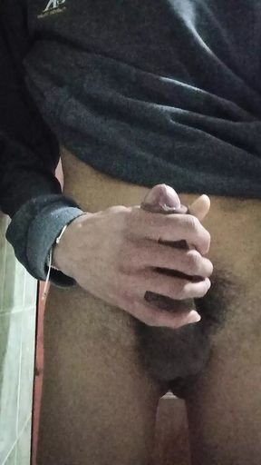 interesting cumshot after urinating in the bathroom