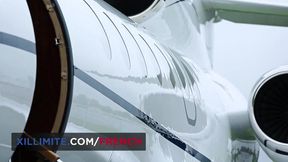 Anal trio in a private jet