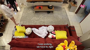 I received the delivery man all naughty, I couldn't resist and let him fuck me nicely on the couch at home