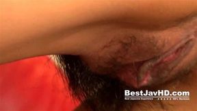 Misaki Tanemura's fur covered gash gets creampied by her Japanese lover in an awesome, nasty JAV scene!