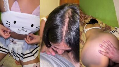 My stepdaughter learns to be a good little slut