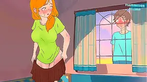 Steve spies on Alex taking off her skirt (he saw her bare pussy) Minecraft Hentai Cartoon