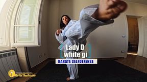 Lady D white gi karate selfdefense