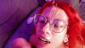 Nasty latina redhead fitted hard cock up her ass and deserved a huge facial