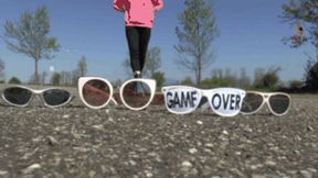 Sun Glasses under Combat Boots (floor view)