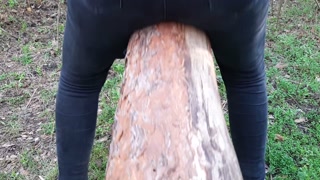 Cumming in clothes on a log - lesbian_illusion
