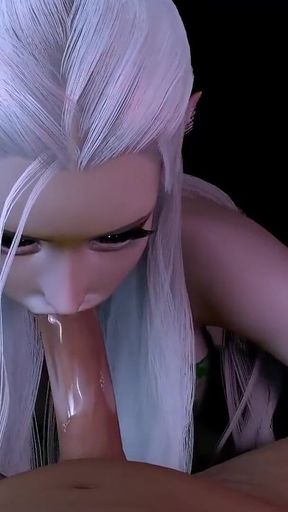 Forest Elf with Stunning Green Eyes Gives Blow Job in POV - 3D Porn