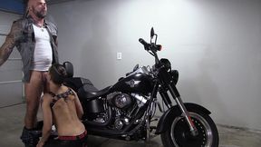 fucking my submissive on my harley, cigar smoking