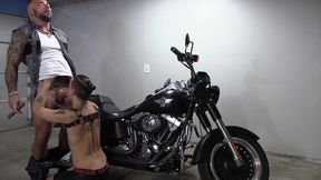 fucking my submissive on my harley, cigar smoking
