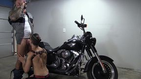 fucking my submissive on my harley, cigar smoking