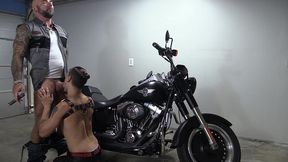 fucking my submissive on my harley, cigar smoking
