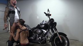 fucking my submissive on my harley, cigar smoking