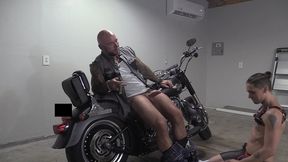 fucking my submissive on my harley, cigar smoking