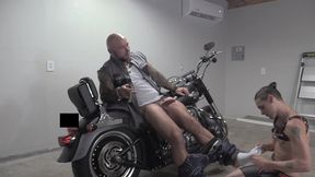 fucking my submissive on my harley, cigar smoking