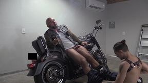 fucking my submissive on my harley, cigar smoking