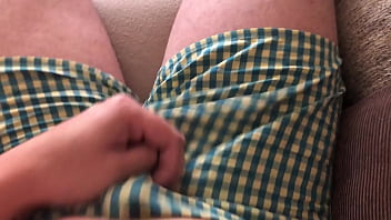 Solo male cums in his boxers