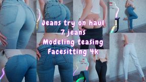 Jeans Try On Haul / Face sitting 4k