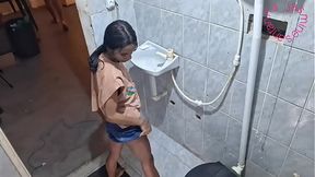 Giving her ass in the bathroom while her friend is next to her waiting for everything to end