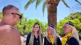LIVING ON-BOARD TOILETS?! STEWARDESS MMFFF GROUP PISSING WITH DIRTY TINA AND ROSELLA EXTREME!