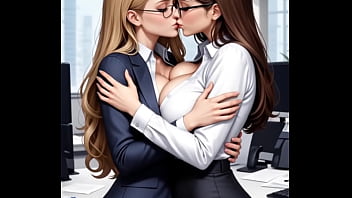 Beautiful office women kissing (Ai animation)