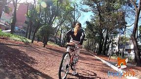 Riding Bike, Flashing Ass in Thong Outdoors!