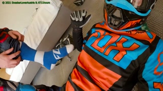 Sniff, lick, trample by friends mx boots and getting jerked off