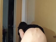 Small tiddy trans goth gf cums all over her dress