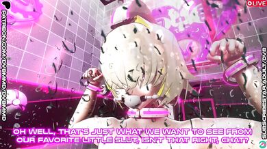 Cartoon Femdom MILF with big clit and pierced nipples spanks ballgag sub machine milking lactating squirting orgasms