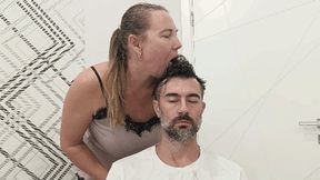 Licking the face with a lot of saliva f copy