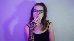 Goth Girl Smoking in Fishnets