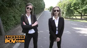 Hot cop gets double-teamed by two anal-hussy cops in POV