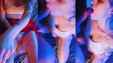 Blue haired goth girl gags on your throbbing cock in an exclusive blowjob POV