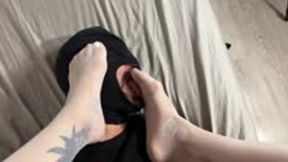 Sniff my wedding feet nylons - slave lick and suck my nylon foot before wedding