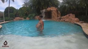 brija monet oils huge ebony tits and swims naked in pool at content house firehousexxx bts