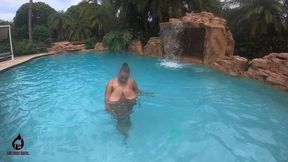 brija monet oils huge ebony tits and swims naked in pool at content house firehousexxx bts