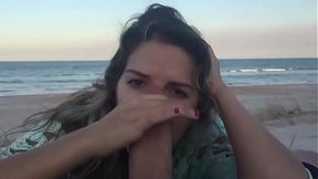 Throating Pov blowjob on the beach