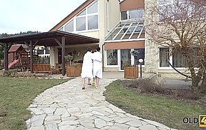 Old4k. sex of brunette and old dad finishes with facial cumshot