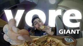 Giant alien gets a tiny human on his pizza and ends up getting eaten